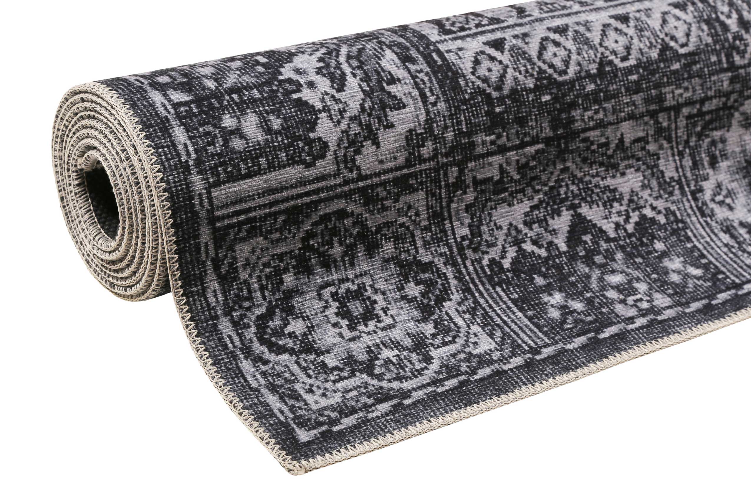 weconhome-vintage-teppich-grau-anthrazit-kurzflor-fresh-bachtiar-chenille-baumwo image 7
