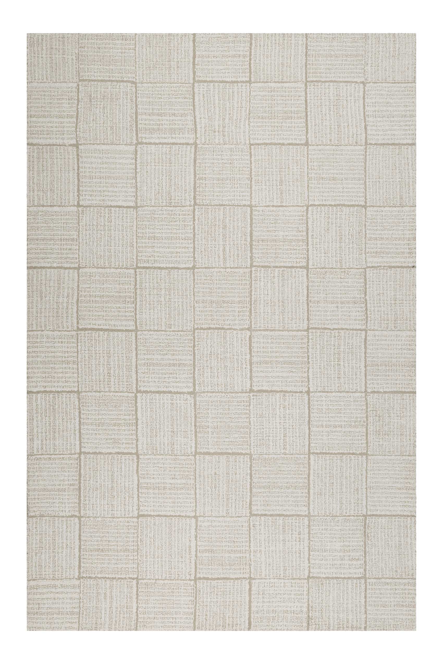 weconhome-lasse-teppich-creme-beige-naturfaser-karo-handgetuftet image 1