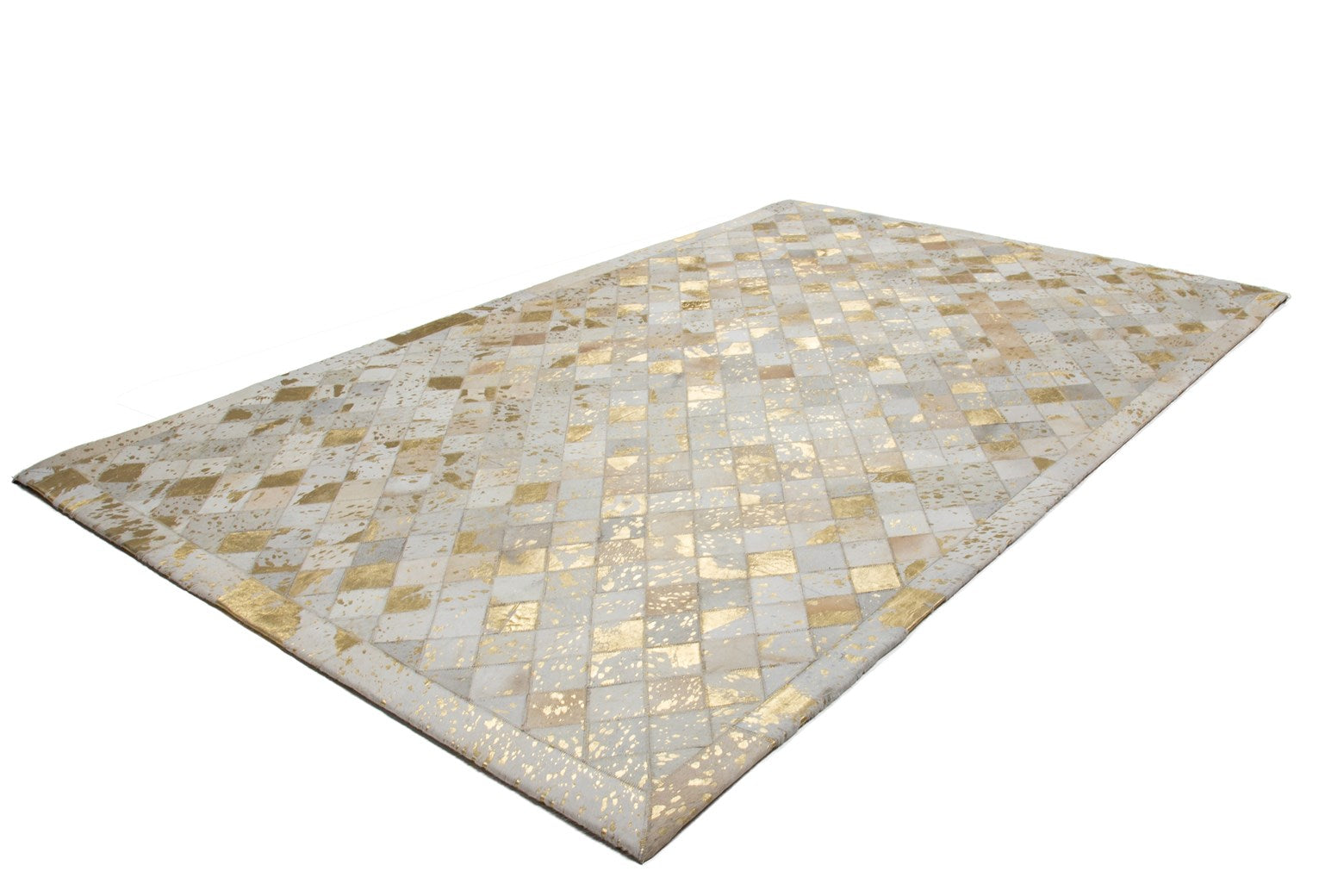 kayoom-lavish-210-lederteppich-patchwork-karo-design-handgefertigtes-unikat-aus- image 2