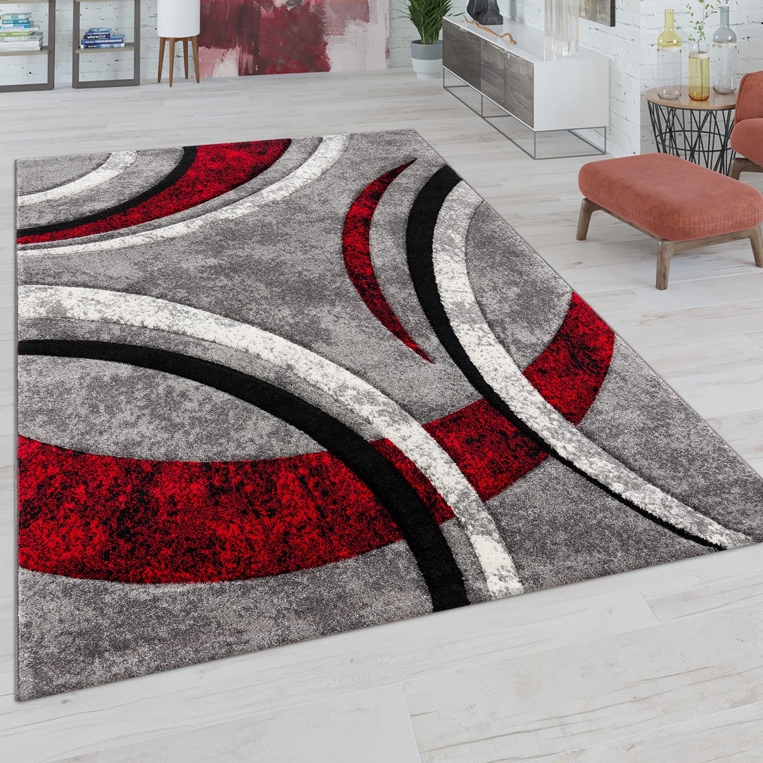 paco-home-kurzflor-teppich-160x230-cm-grau-vintage-3d-konturenschnitt image 5