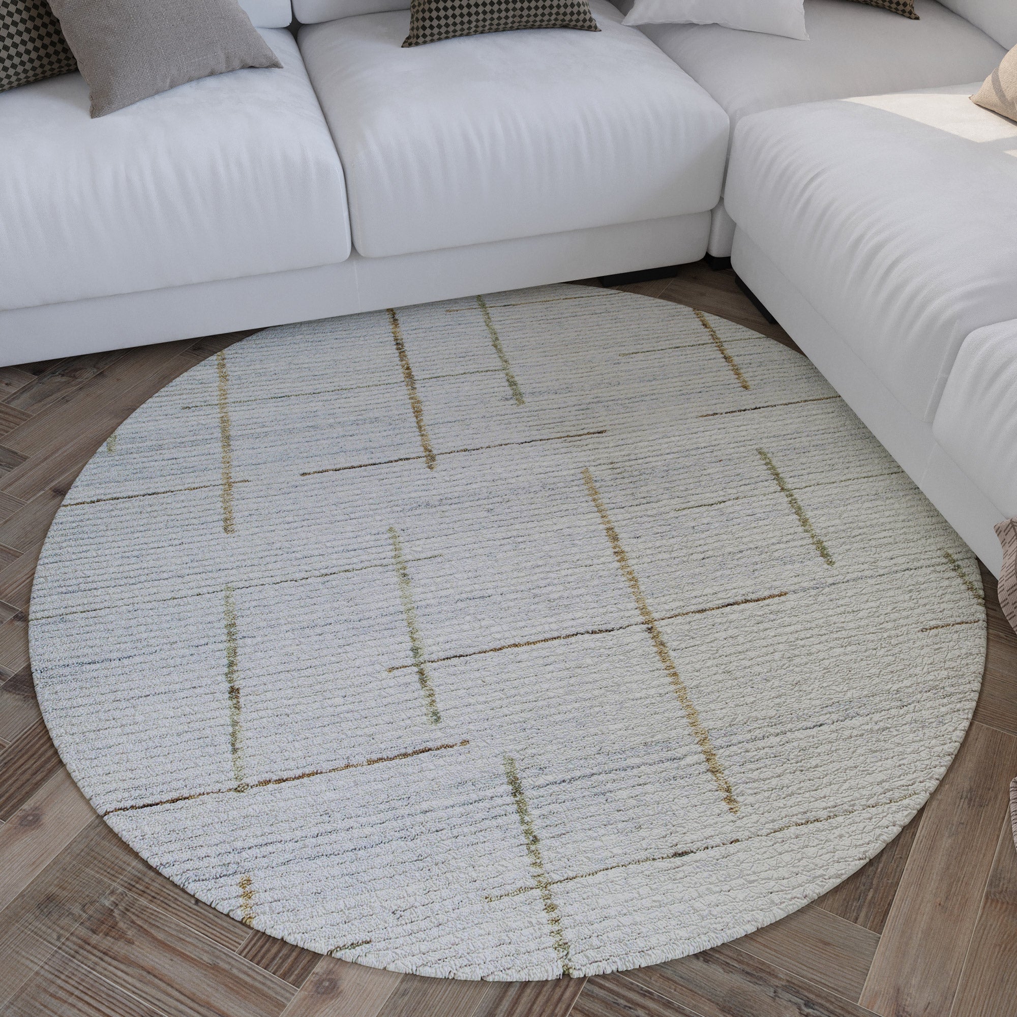weconhome-hamptons-twentytwo-kurzflor-teppich-rund-perl-wei-handgetuftet-200-cm image 2