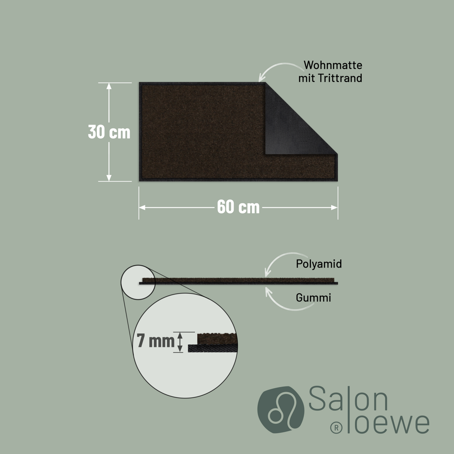 salonloewe-schokobraun-minimatte-30-x-60-cm-waschbare-fu-matte-mit-rutschfestem- image 3