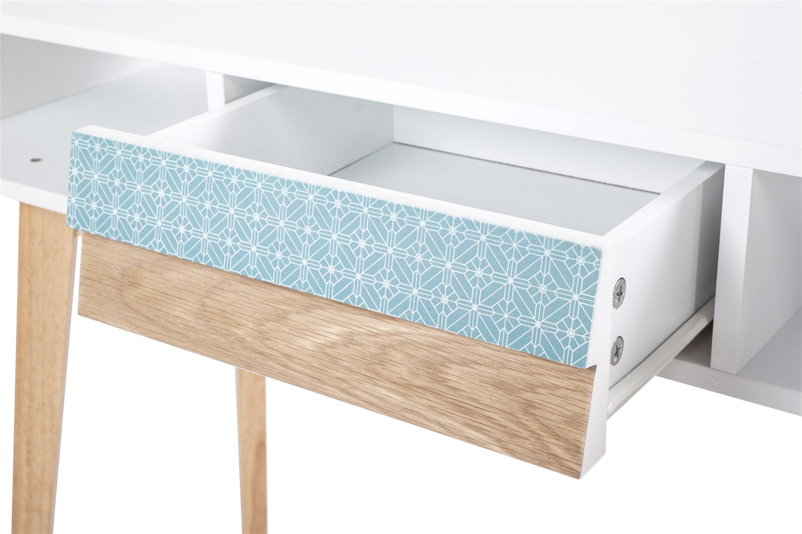 kayoom-konsolentisch-megan-skandi-stil-wei-blau-holz-mit-schublade-und-zwei-f-ch image 6