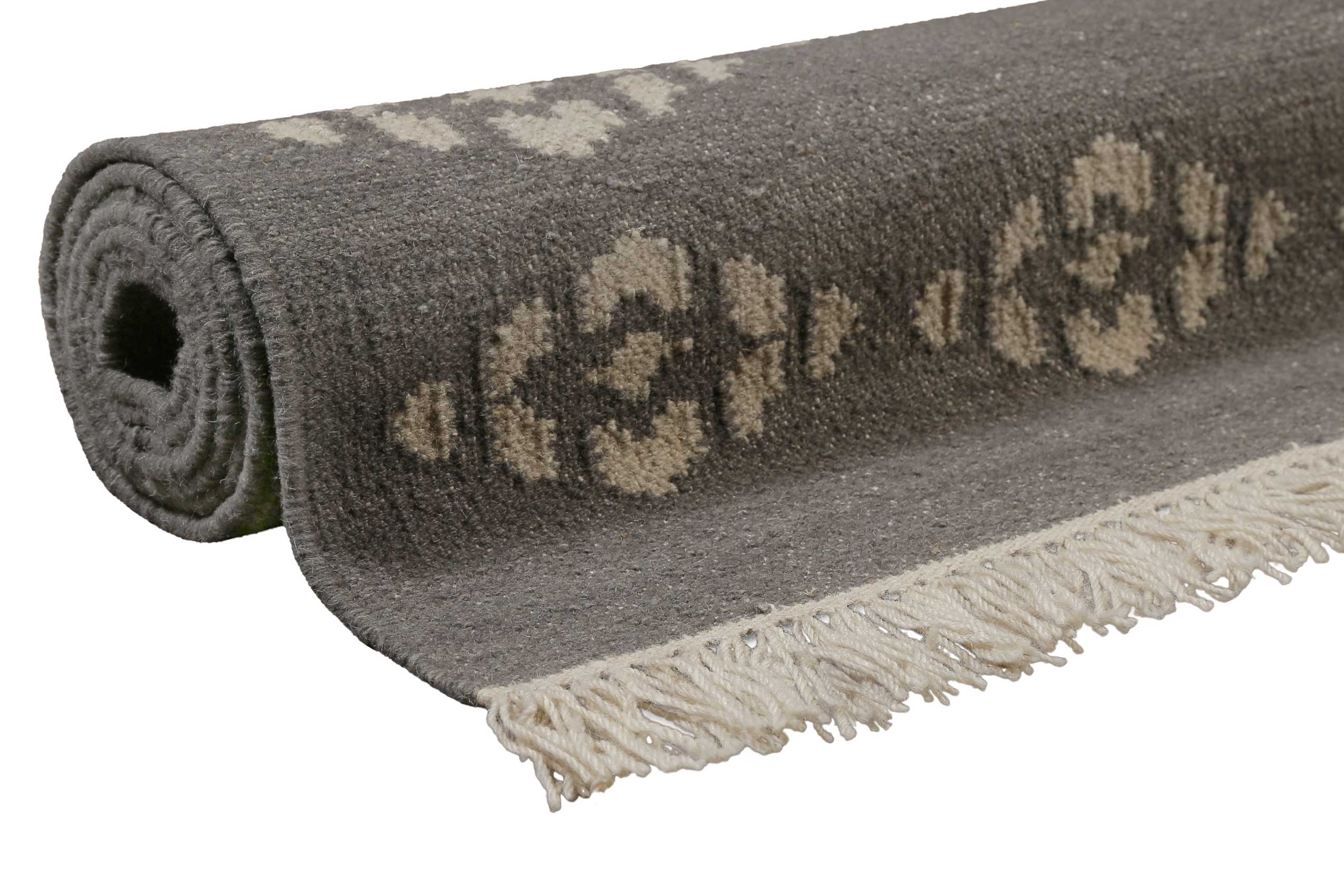 weconhome-green-looop-kelim-teppich-belmont-dunkelgrau-100-wolle-handgewebt-80x1 image 8