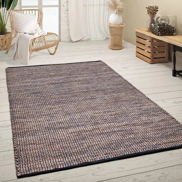 paco-home-jute-teppich-wohnzimmer-handgewebt-meliertes-ethno-muster-naturfaser-m image 1