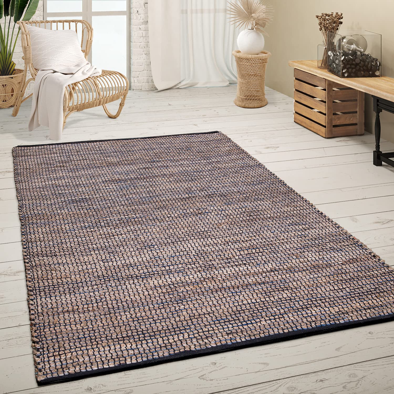 paco-home-jute-teppich-wohnzimmer-handgewebt-meliertes-ethno-muster-naturfaser-m image 1