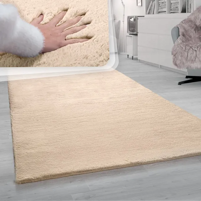 paco-home-hochflor-teppich-teddy-60x90-cm-kunstfell-optik-in-beige-creme-sand image 1