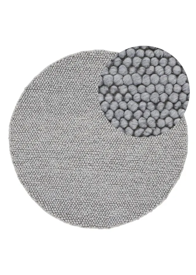 carpetfine-calo-wollteppich-rund-hellgrau-80-cm-filzkugel image 1