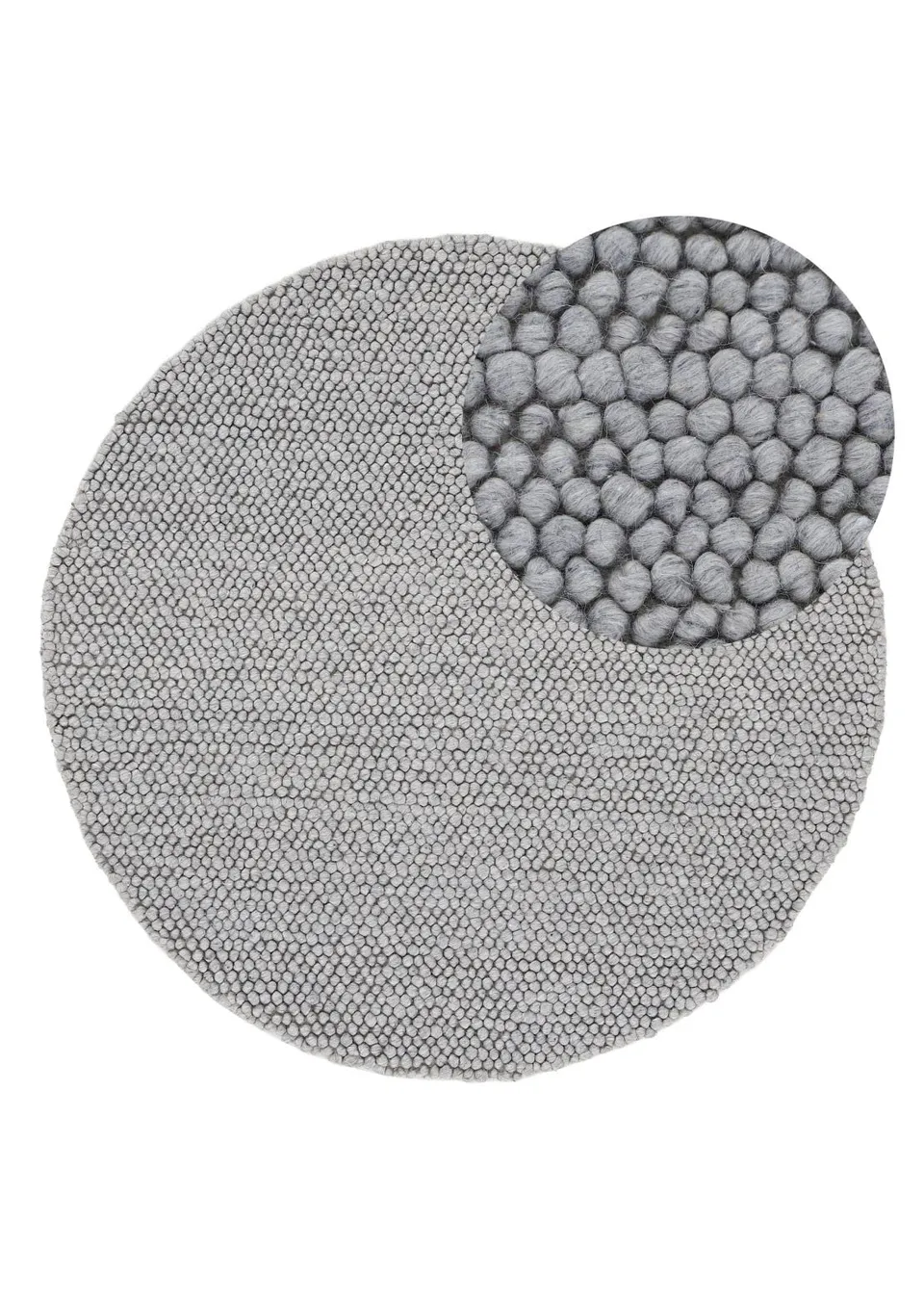 carpetfine-calo-wollteppich-rund-hellgrau-80-cm-filzkugel image 1
