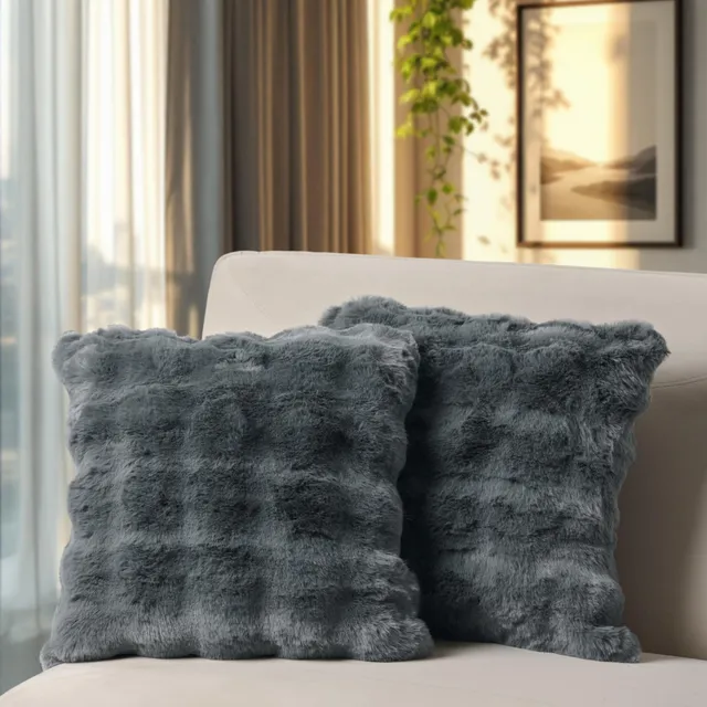paco-home-boho-kissenbezug-2er-set-anthrazit-flauschig-waschbar image 1