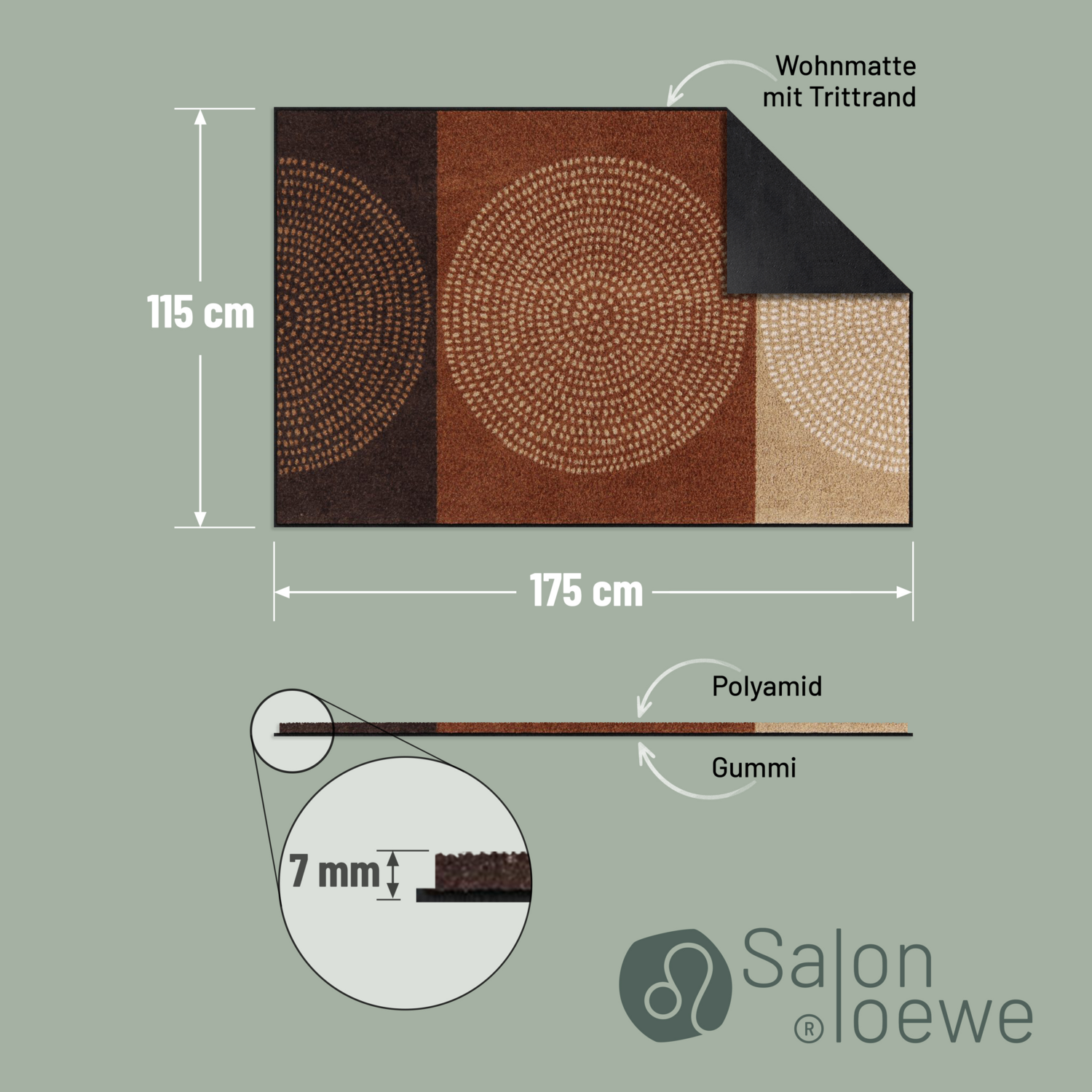 salonloewe-nestor-mocca-teppich-115-x-175-cm-grafischer-schmutzfangteppich image 3