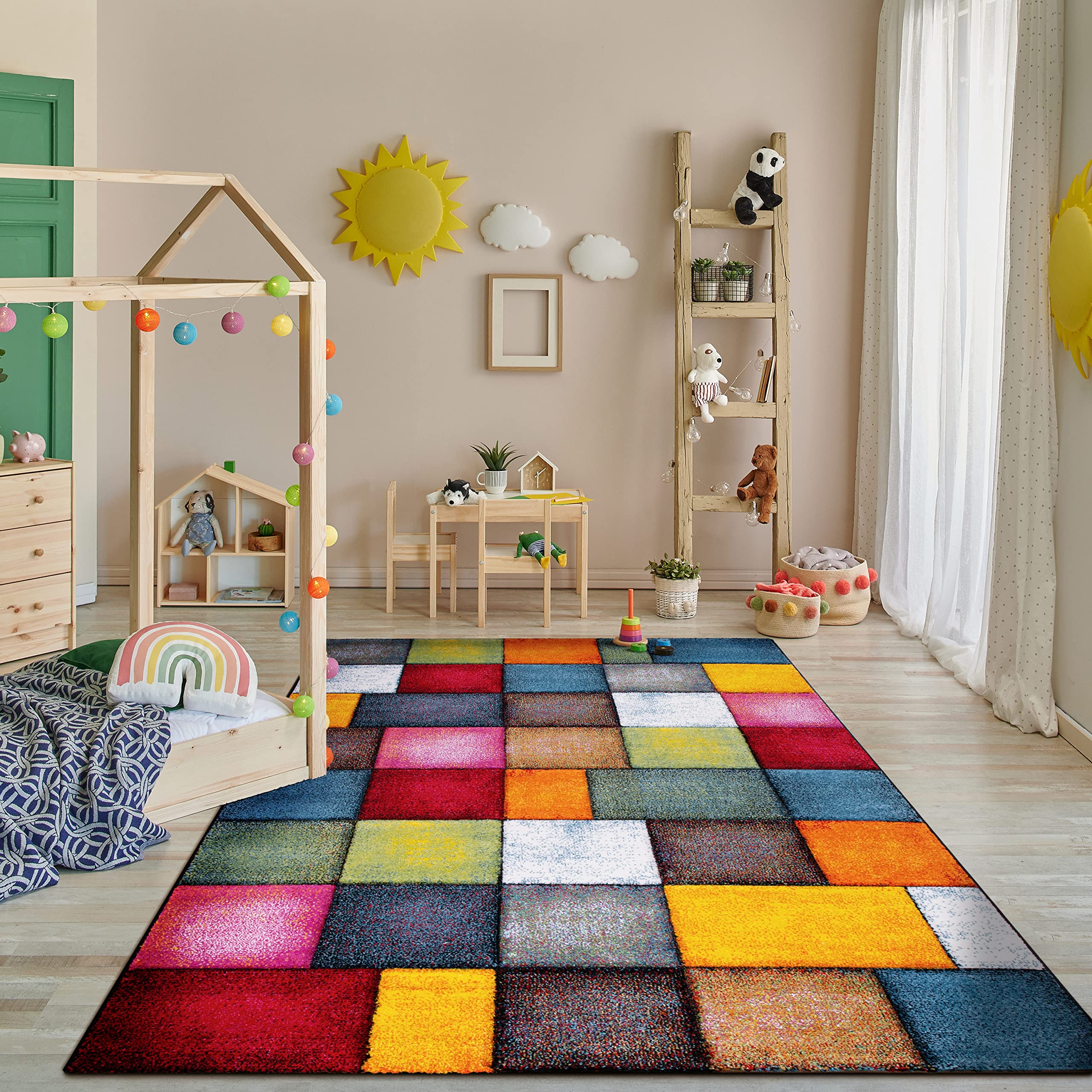 paco-home-kurzflor-teppich-3d-karo-geometrisch-bunt-200x290-cm image 2