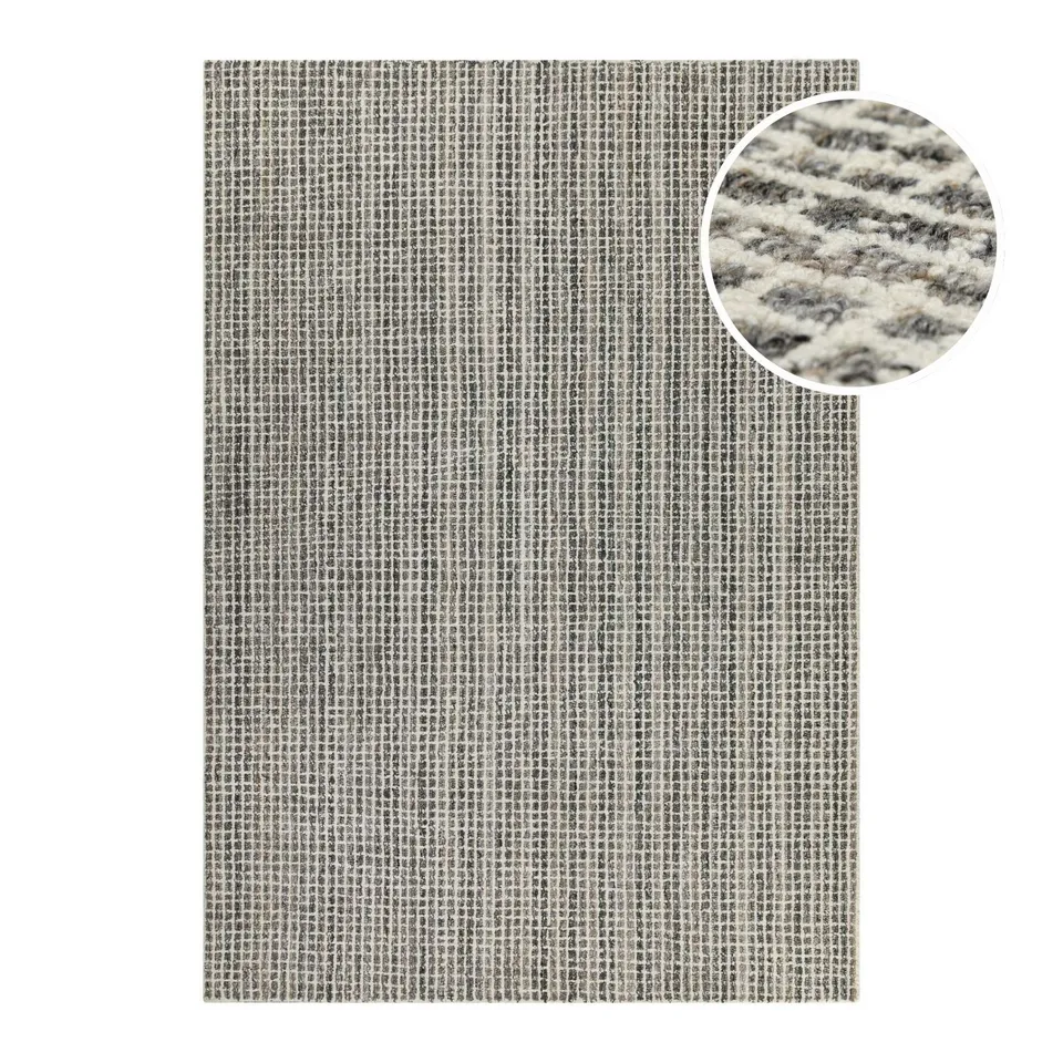 weconhome-hamptons-fourteen-kurzflor-teppich-grau-braun-meliert-karo image 1