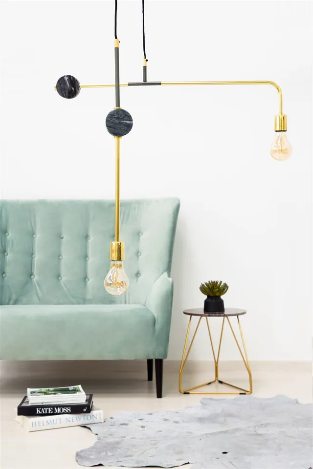 kayoom-caecilia-287-h-ngelampe-industrial-design-aus-eisen-kupfer-marmor-schwarz image 1