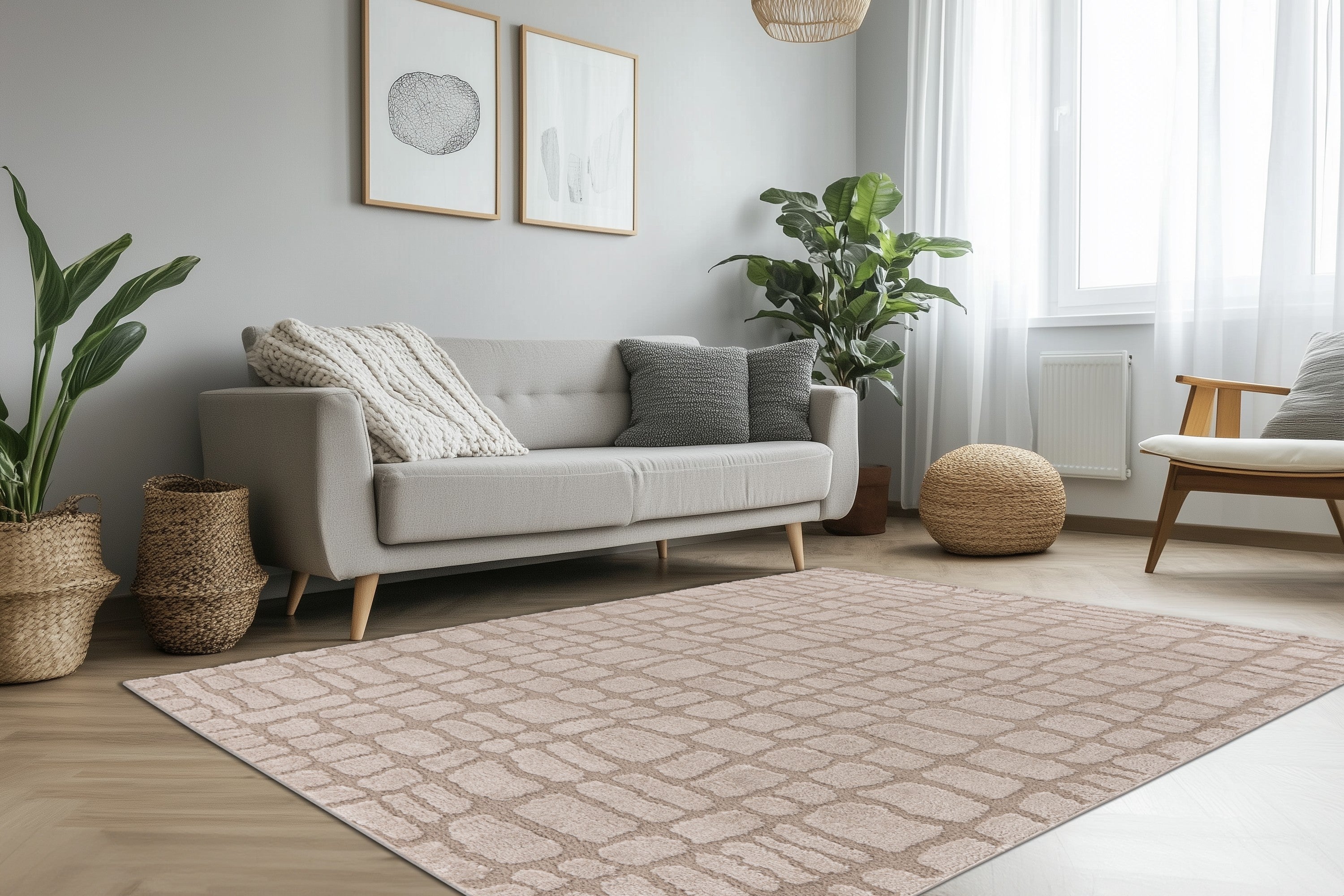 kayoom-obilisk-125-kurzflorteppich-20-mm-flor-1000-g-m-polyester-beige image 3