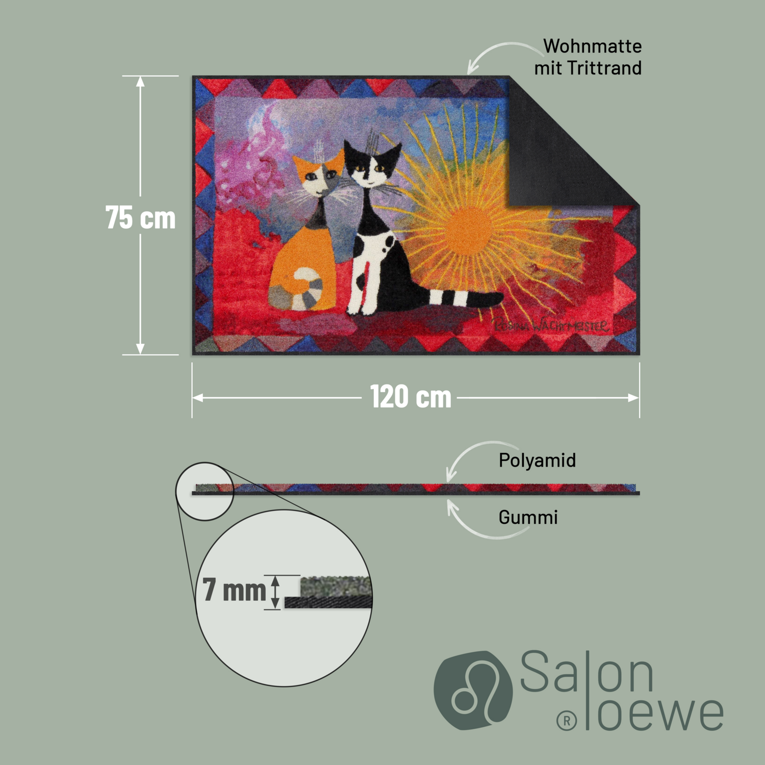 salonloewe-noi-due-teppich-75-x-120-cm-bunte-katzen-fu-matte-mit-sonnenmotiv image 4