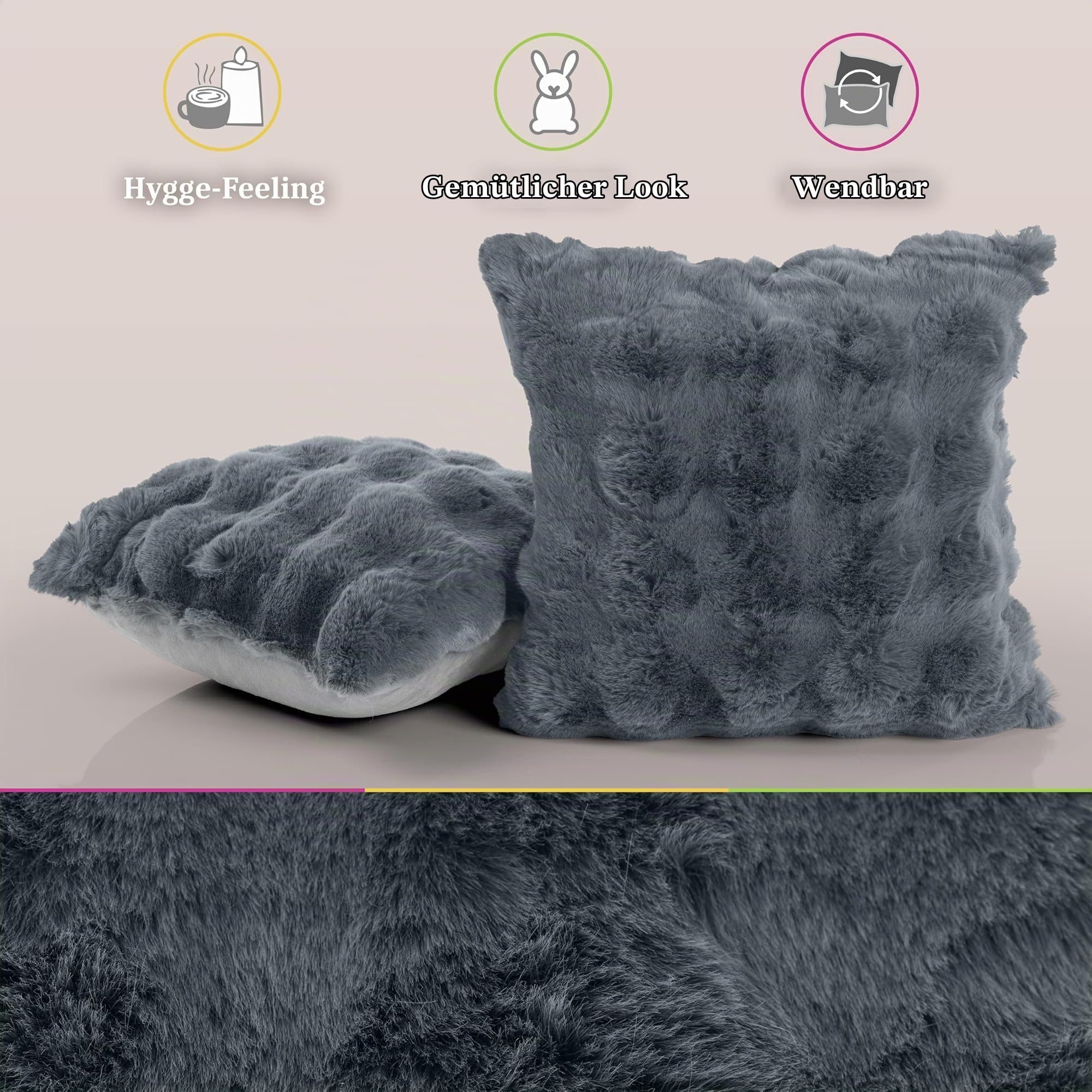 paco-home-boho-kissenbezug-2er-set-anthrazit-flauschig-waschbar image 4