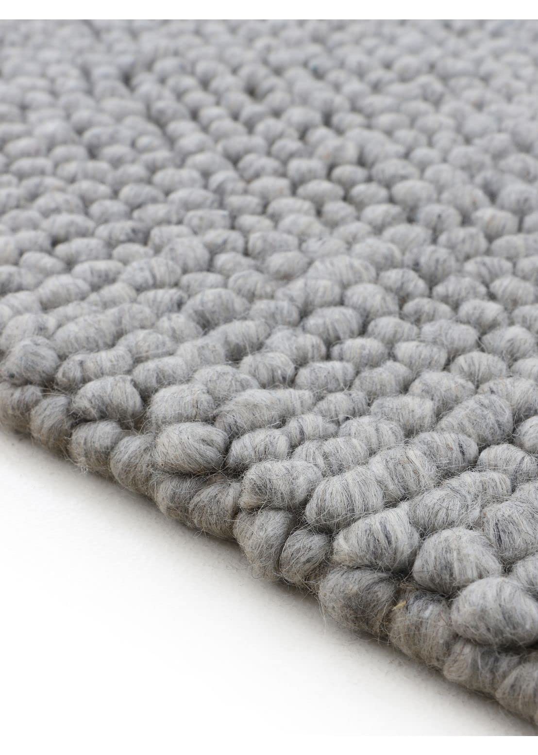 carpetfine-calo-wollteppich-rund-hellgrau-80-cm-filzkugel image 5