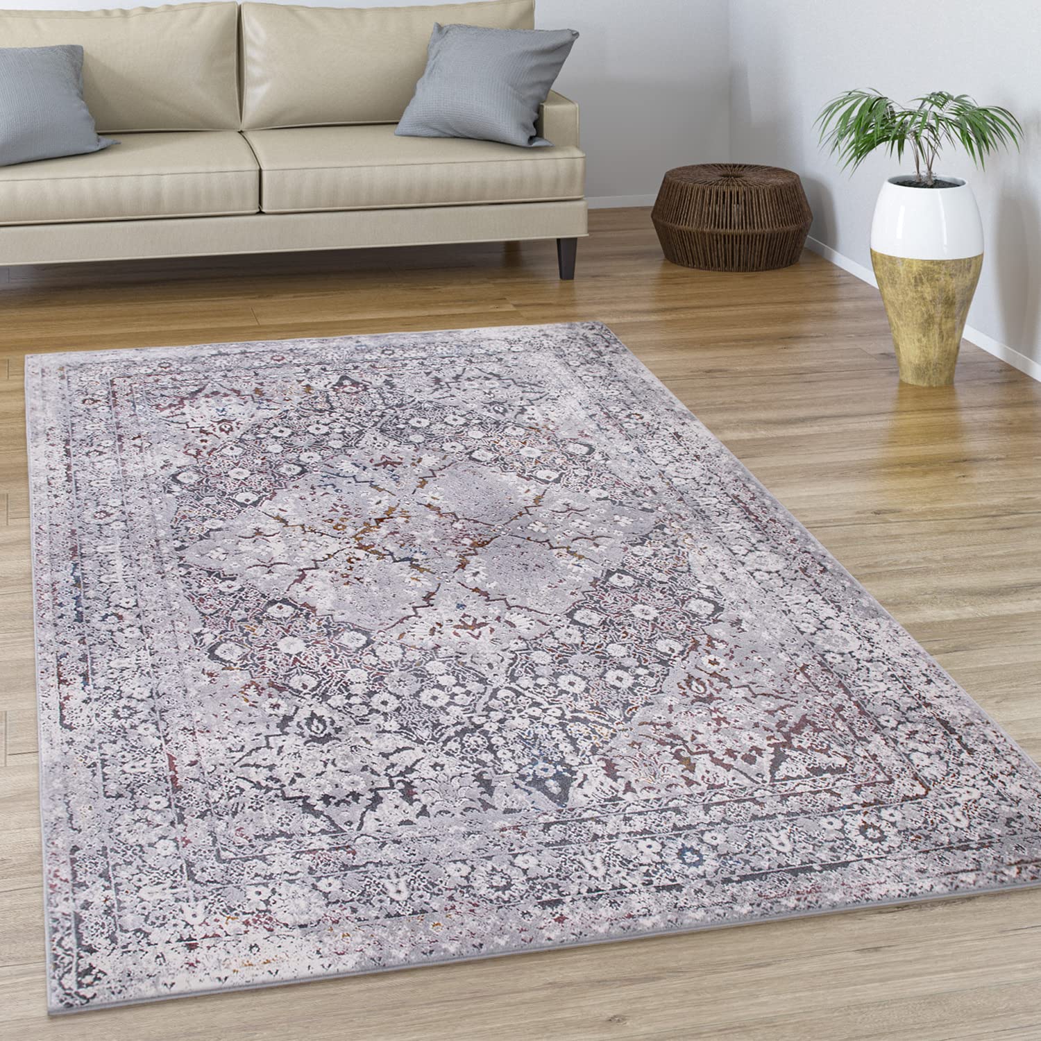 paco-home-teppich-120x170-grau-vintage-oriental-kurzflor image 7