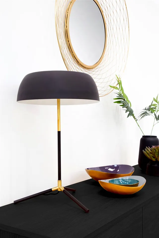 kayoom-tischlampe-carley-387-braun-industrial-chic-eisen-kupfer image 1