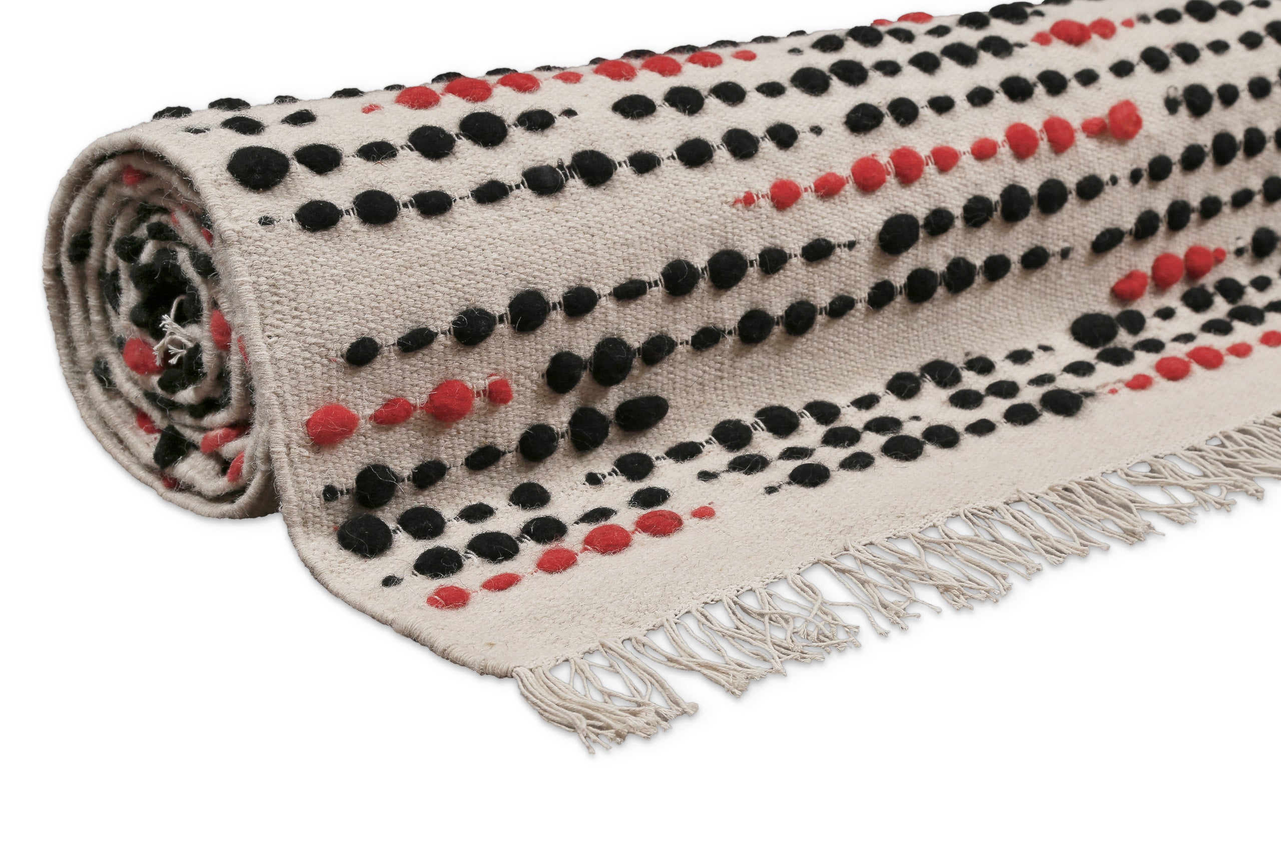 weconhome-london-red-wollteppich-creme-beige-punkte-hoch-tief image 6