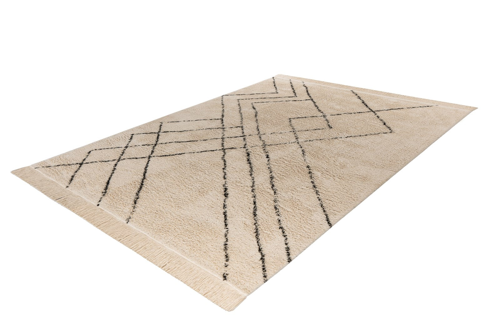 kayoom-mylen-625-flachflorteppich-creme-schwarz-pflegeleicht-verschiedene-gr-en image 2