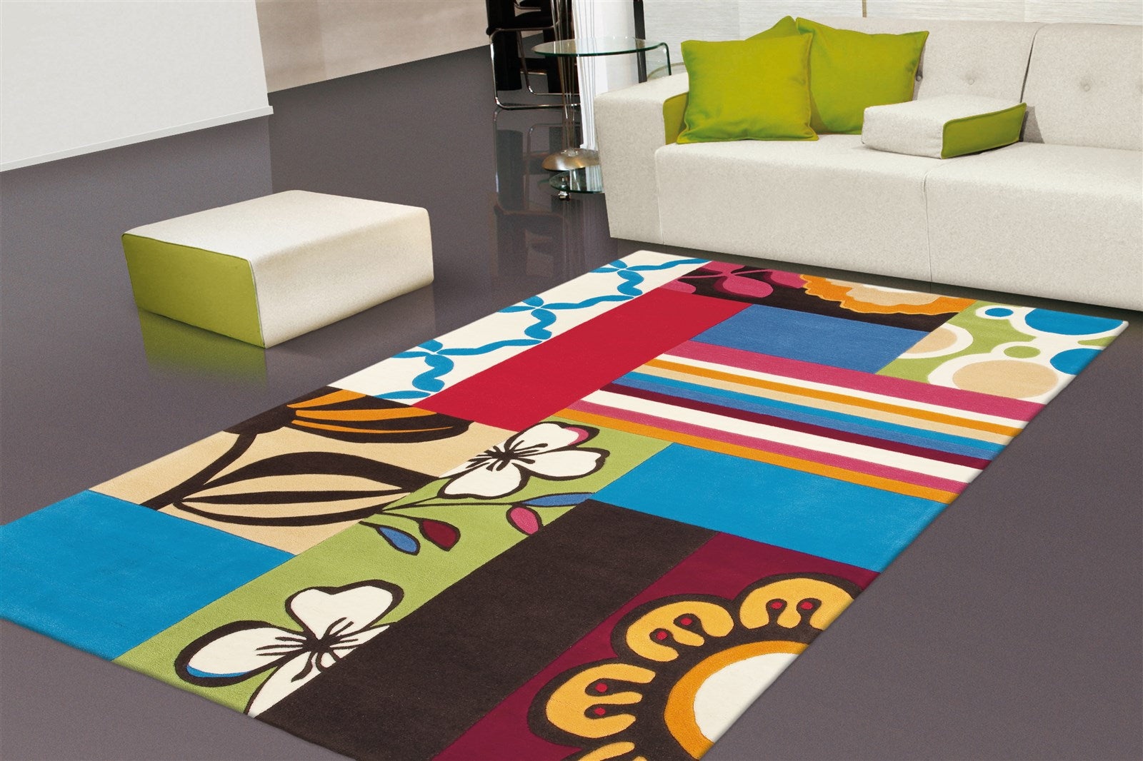 kayoom-joy-4093-bunter-motivteppich-mit-acrylflor-ideal-f-r-wohnzimmer-kinderzim image 2