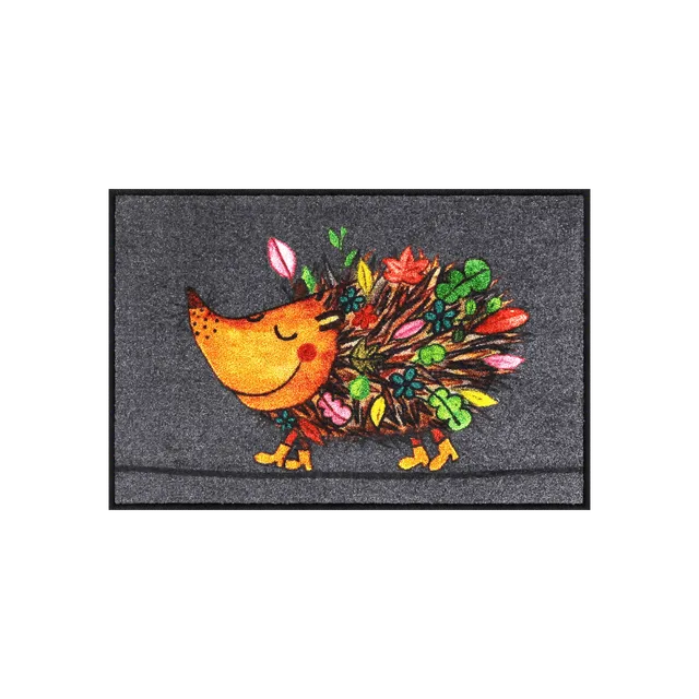 salonloewe-funky-hedgy-eingangsmatte-50-x-75-cm-buntes-igel-motiv-waschbar-trock image 1