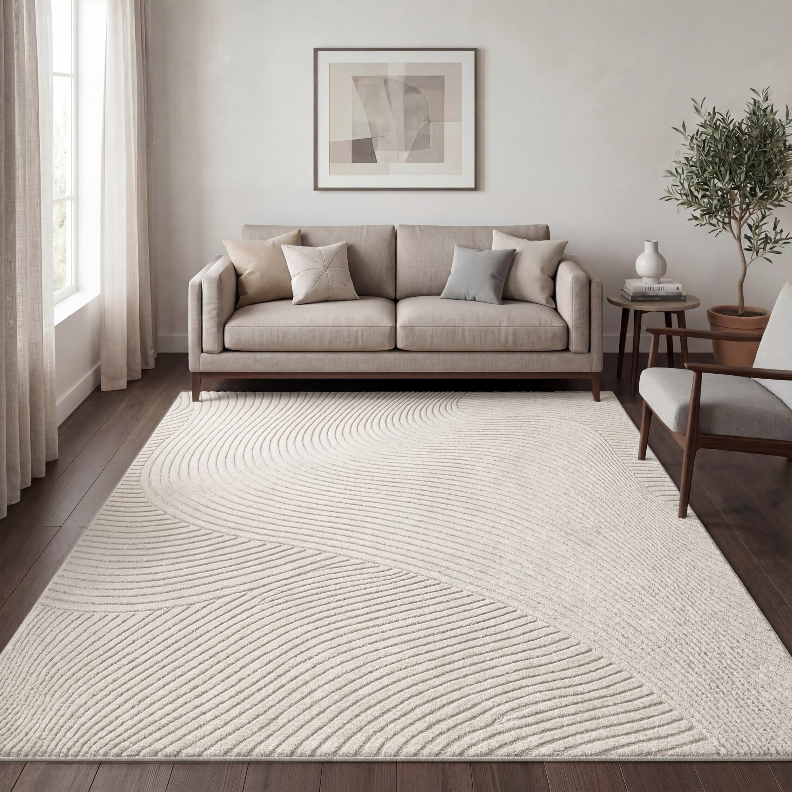 paco-home-metro-panglao-teppich-kurzflor-200x280-cm-creme-wellen-3d image 1