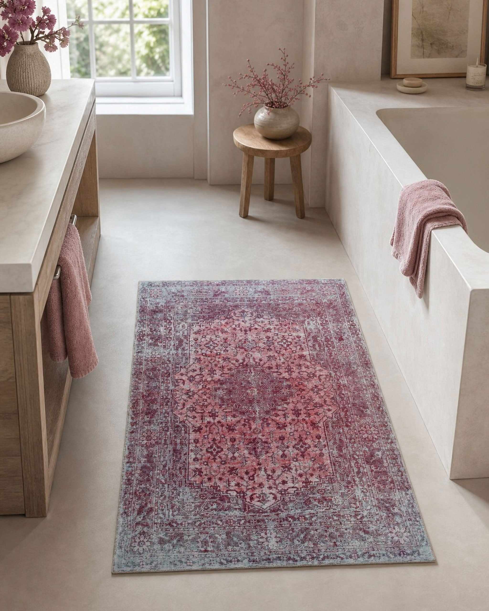 weconhome-badteppich-ralph-pastell-violett-vintage-oriental-look-rutschhemmend image 2