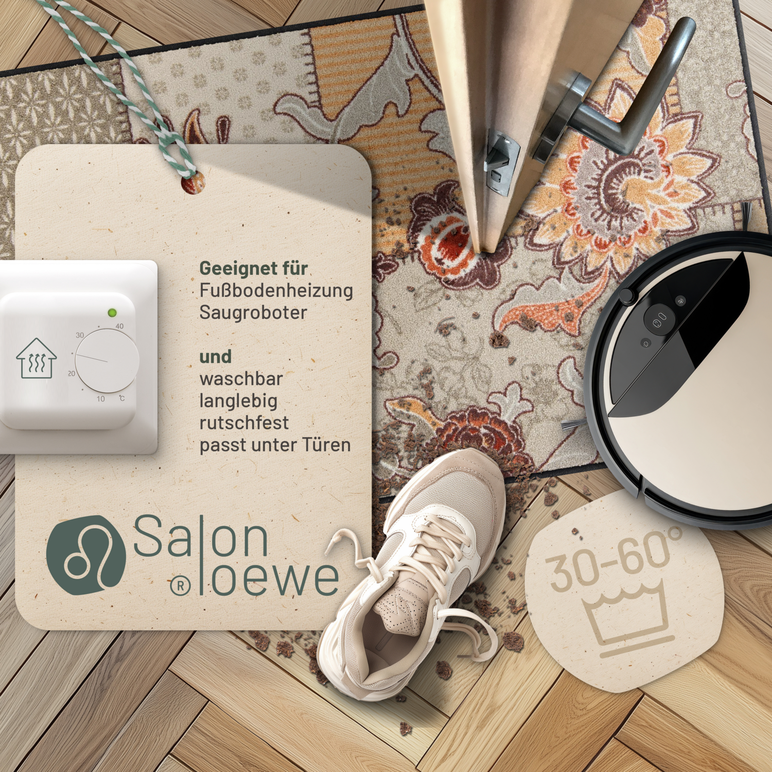salonloewe-bohemian-patch-taupe-schmutzfangmatte-75-x-120-cm-floraler-vintage-lo image 3