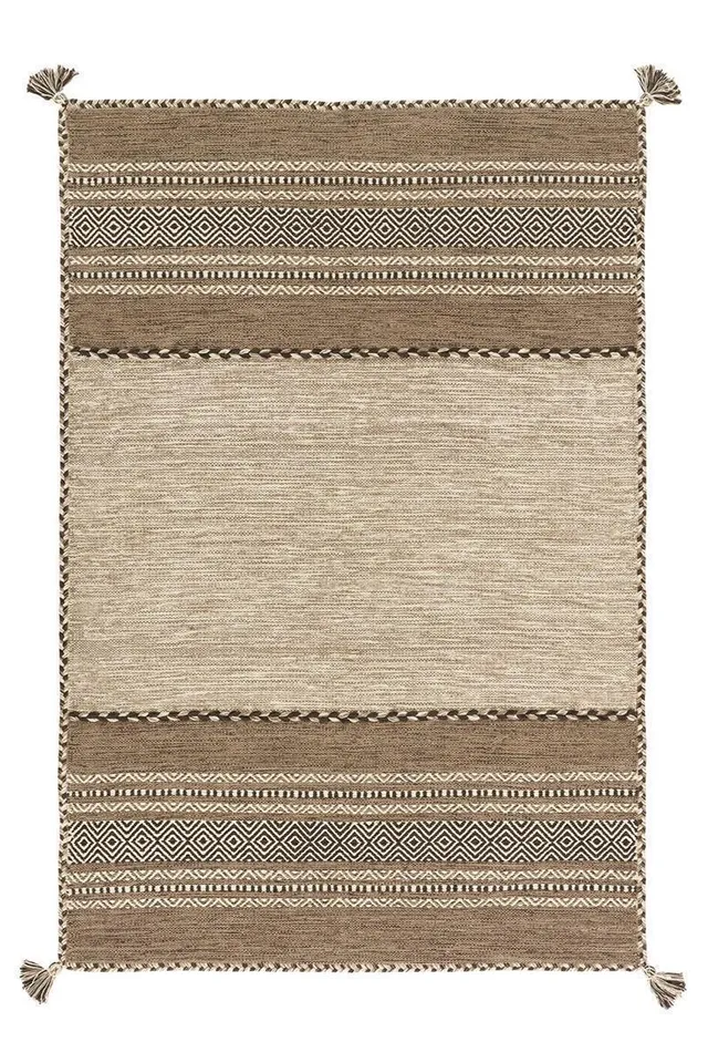 kayoom-navarro-2917-baumwollteppich-flachflor-streifenmuster-mit-quasten image 1