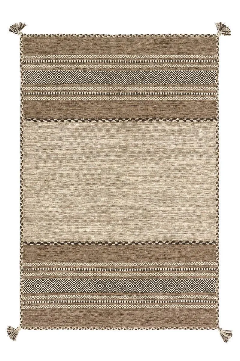 kayoom-navarro-2917-baumwollteppich-flachflor-streifenmuster-mit-quasten image 1