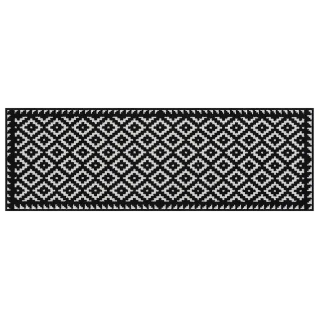 salonloewe-tabuk-black-white-teppich-60-x-180-cm-geometrisches-muster-rutschfest image 1