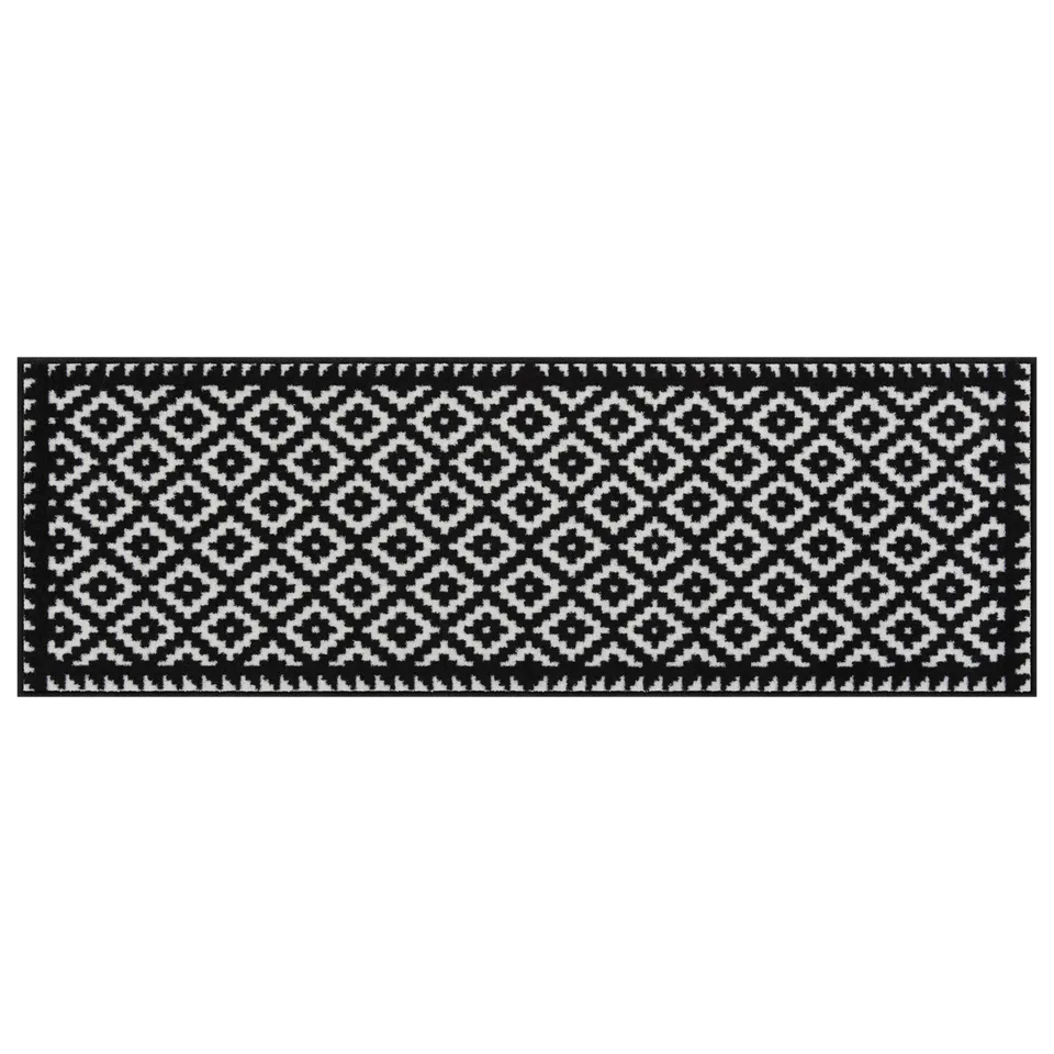 salonloewe-tabuk-black-white-teppich-60-x-180-cm-geometrisches-muster-rutschfest image 1