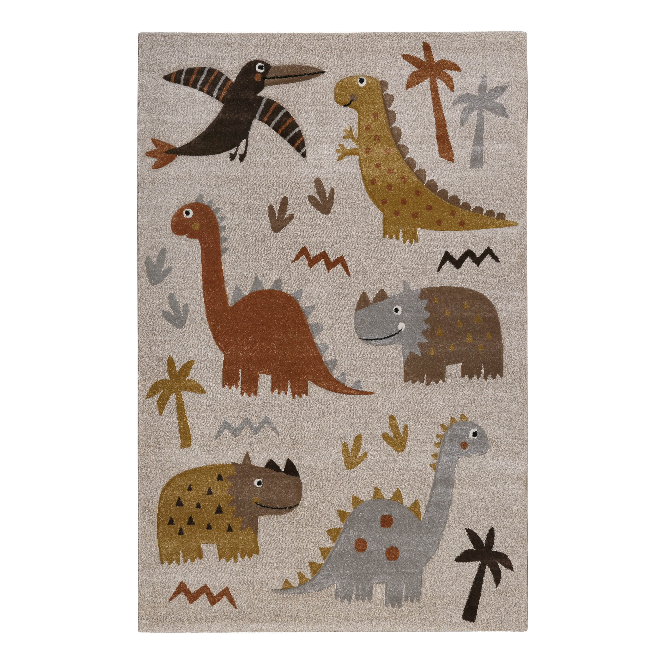 smart-kids-by-weconhome-kinderteppich-t-rex-friends-sand-beige-meliert-gewebt image 1