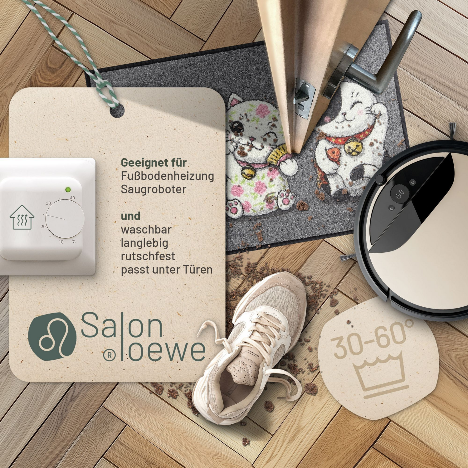 salonloewe-lucky-cats-grey-eingangsmatte-50-x-75-cm image 2