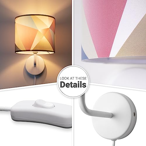 paco-home-volta-wandleuchte-e14-stoffschirm-punkte-geometrisch-mit-stecker-und-k image 8