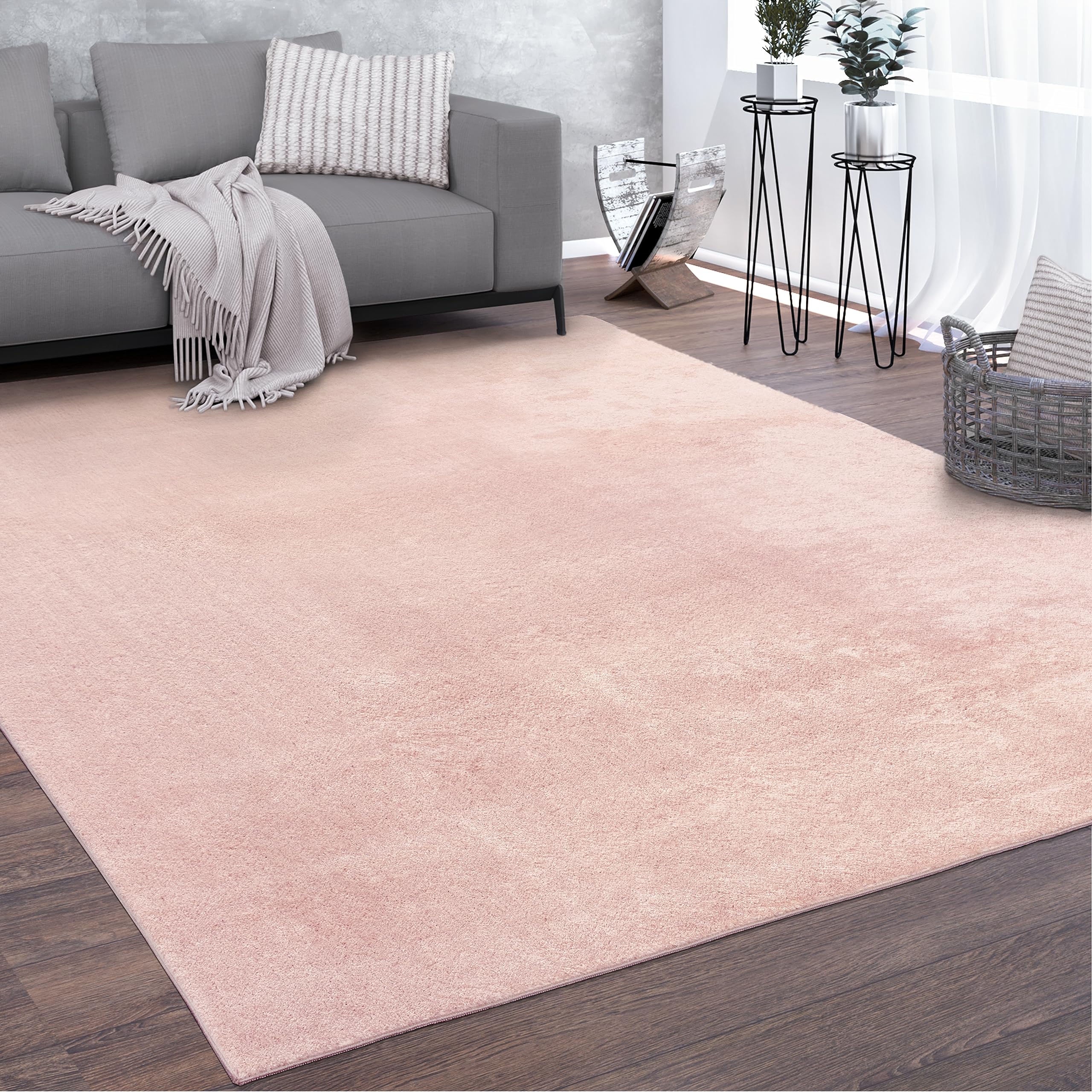paco-home-style-teppich-kurzflor-einfarbig-rosa-160x220-cm image 1