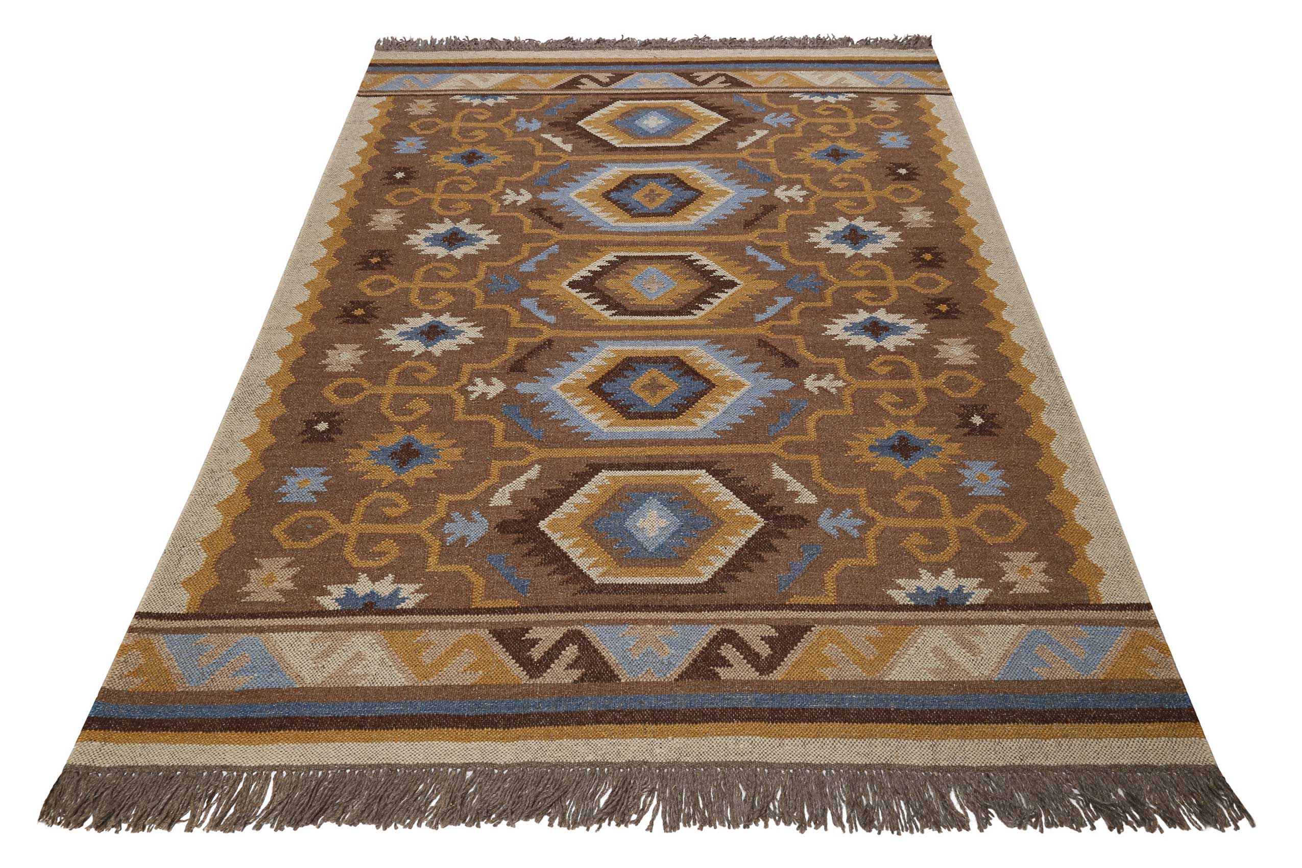 weconhome-valere-kelim-teppich-braun-aus-wolle-green-looop image 3