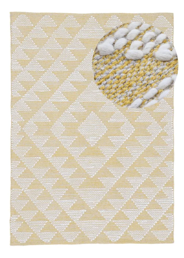 carpetfine-kelim-durry-baumwollteppich-gelb-80x150-cm image 1