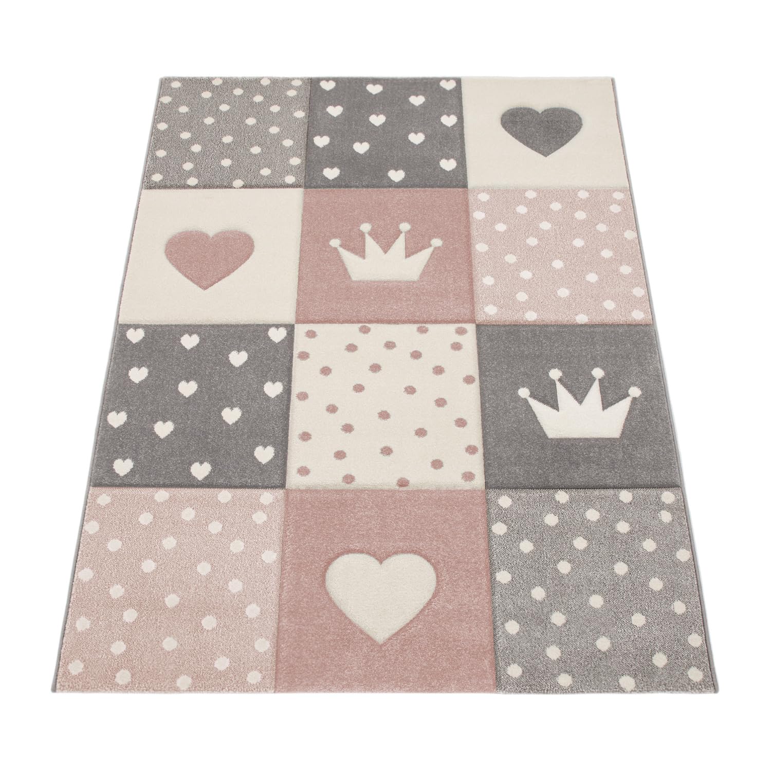 paco-home-bino-kinderteppich-kurzflor-200x290-cm-pastell-punkte-herzen-krone image 5