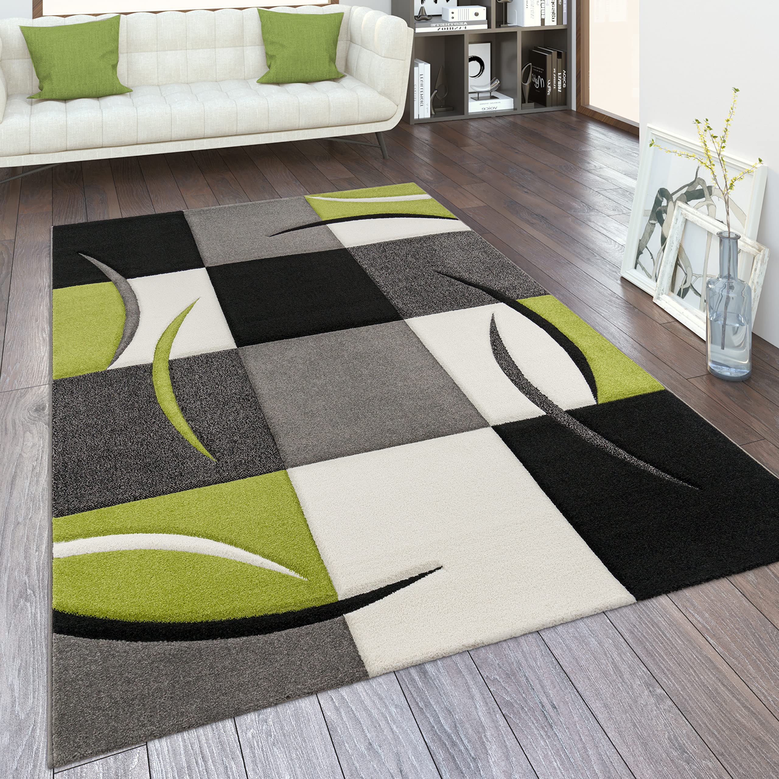 paco-home-metro-kurzflor-teppich-80x150-cm-t-rkis-geometrisch-kariert-meliert image 8