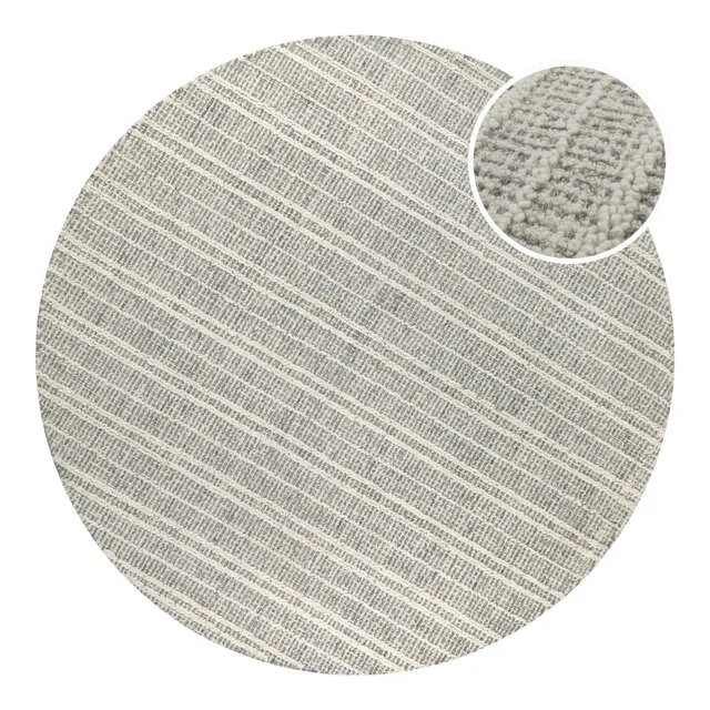 weconhome-hamptons-fortyfive-kurzflor-teppich-rund-grau-aus-schurwolle image 1