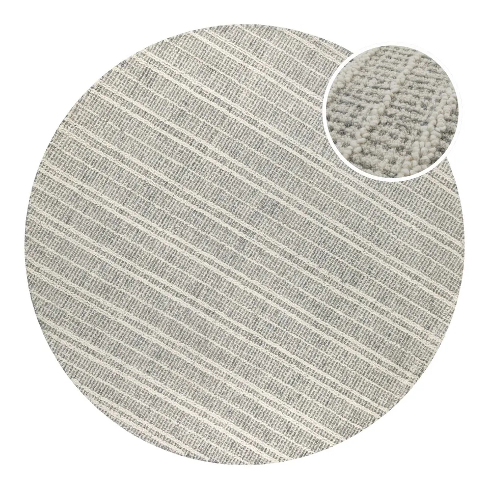 weconhome-hamptons-fortyfive-kurzflor-teppich-rund-grau-aus-schurwolle image 1