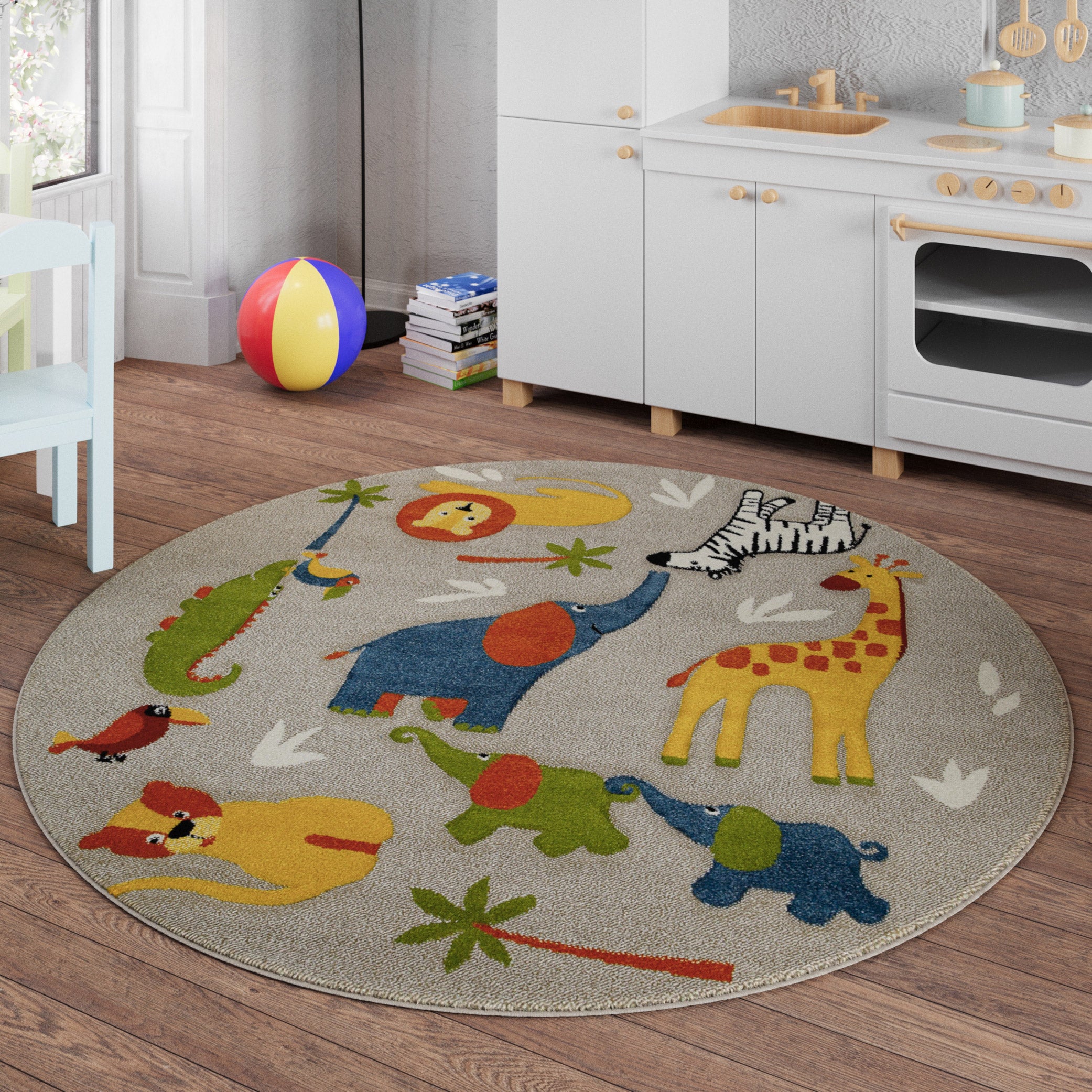 smart-kids-benny-friends-kinderteppich-rund-sand-beige-safari image 2
