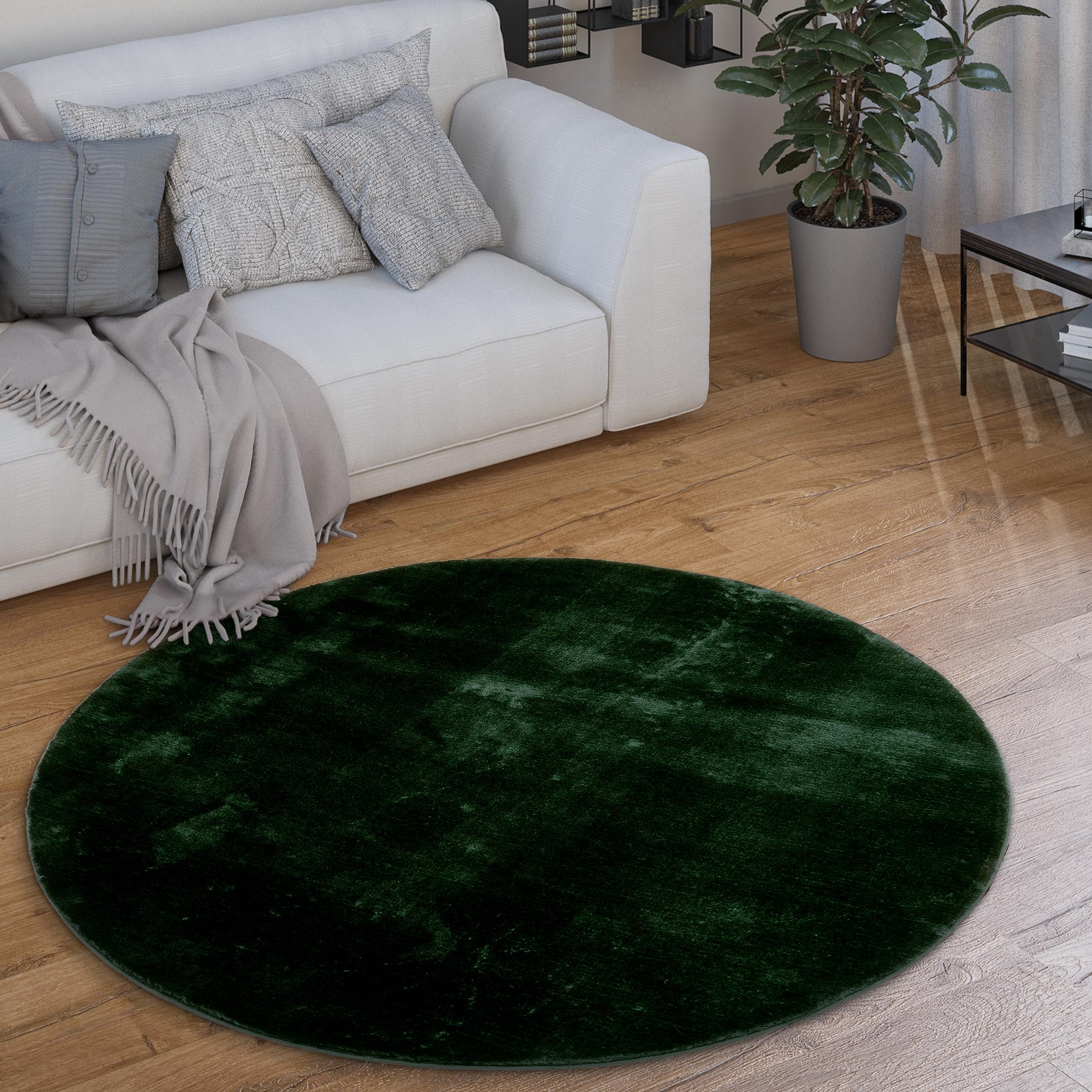 paco-home-style-teppich-kurzflor-gr-n-petrol-160-cm-rund image 1