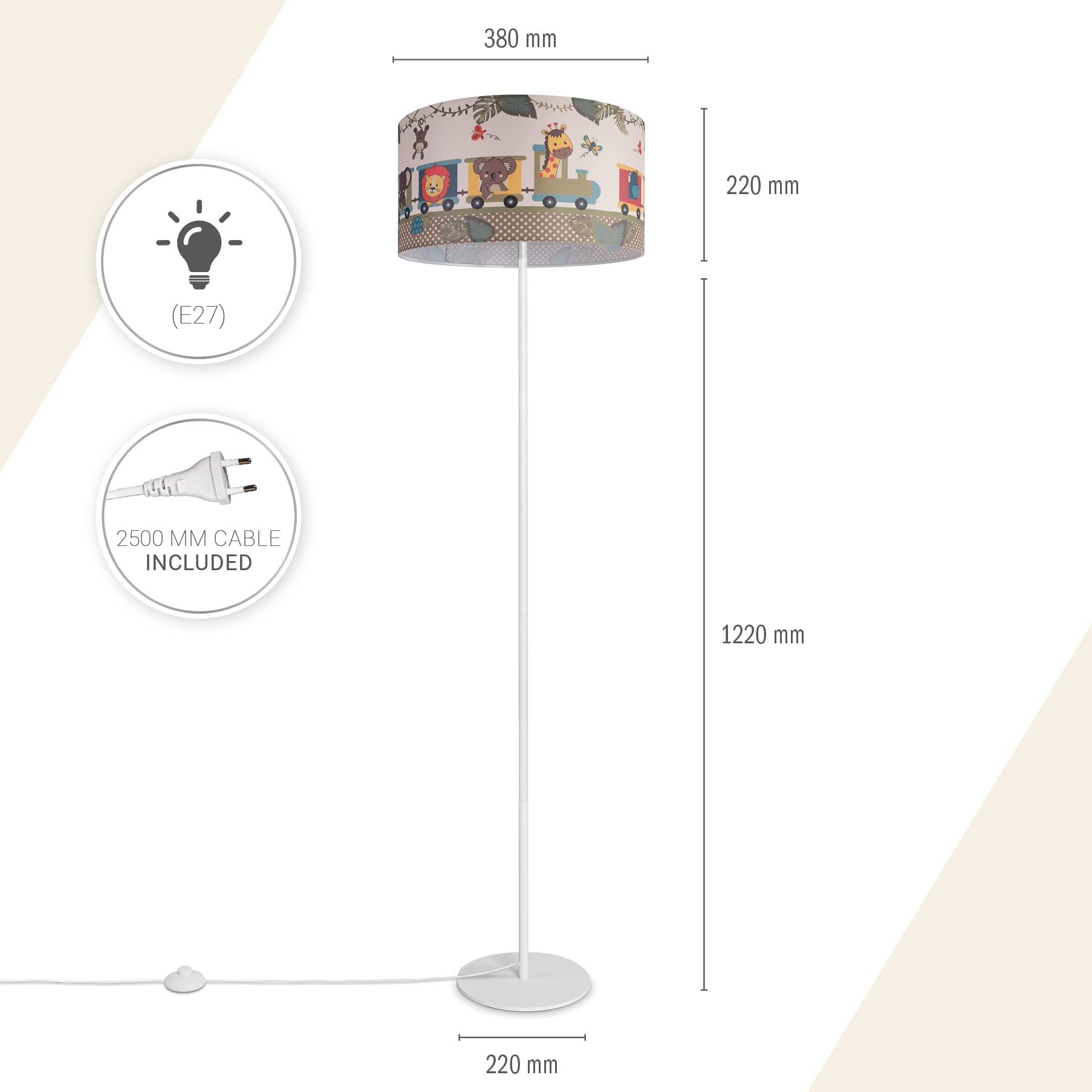 paco-home-kinder-stehlampe-dschungel-tiere-e27-einbeinig-wei-schirm-gr-n-38-cm image 3