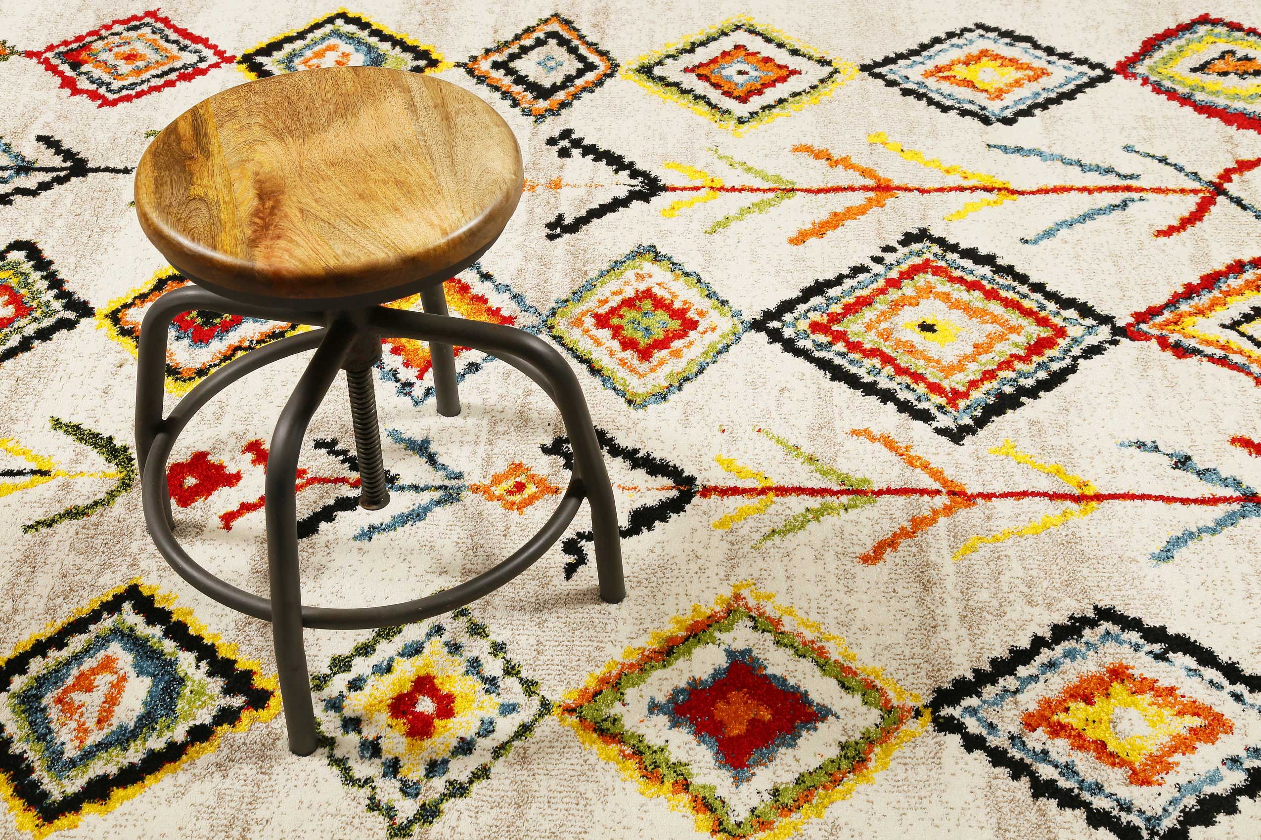 weconhome-medina-colorful-marrakesh-kurzflor-teppich-beige-bunt image 6