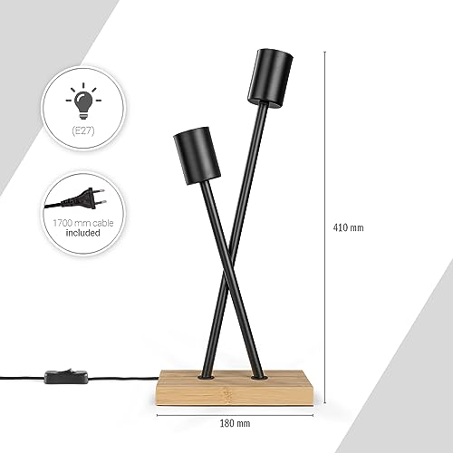 paco-home-tischlampe-vintage-e27-industriell-holz-schwarz-2-flammig image 7